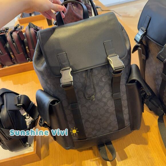 NWT COACH MEN'S Clark Backpack In Signature Canvas CCF90 Gunmetal/Charcoal/Black - Picture 1 of 6